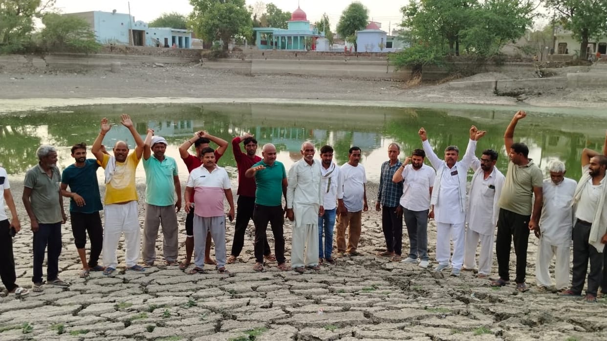 Anger among the villagers regarding the problem of cleaning of pond and boundary wall.