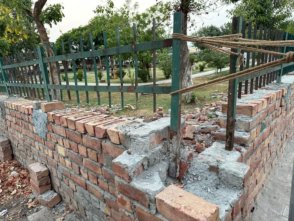 The boundary wall under construction started uprooting even before its completion.