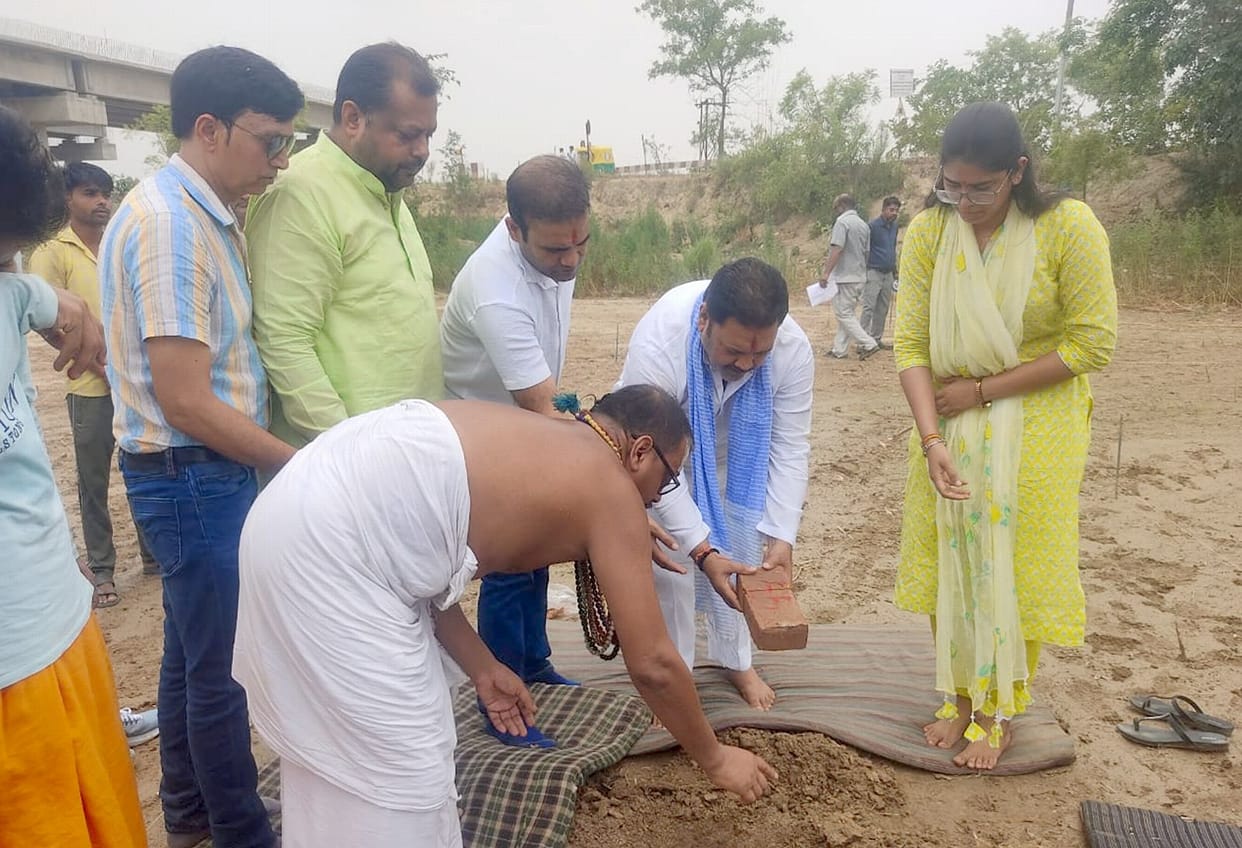 The old school building was demolished and the foundation stone of the new one was laid