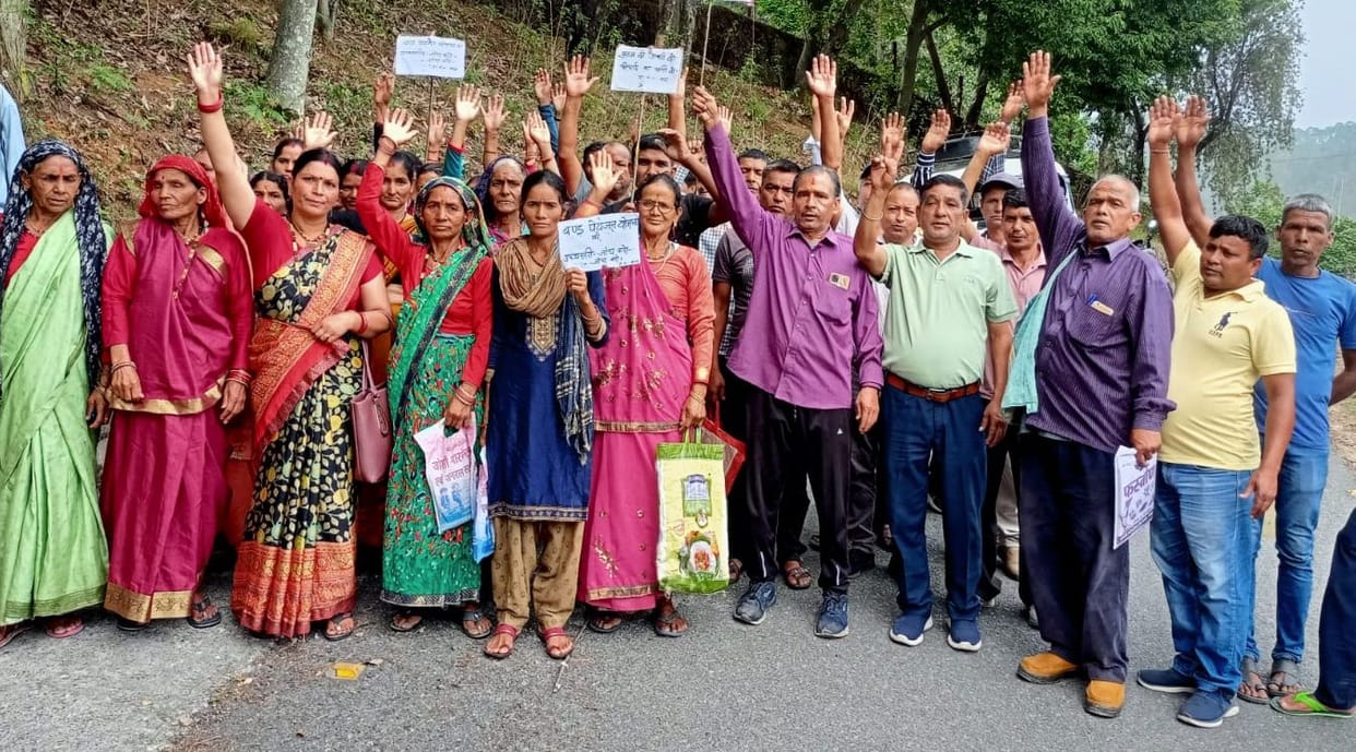 Villagers demonstrated for checking the drinking water scheme