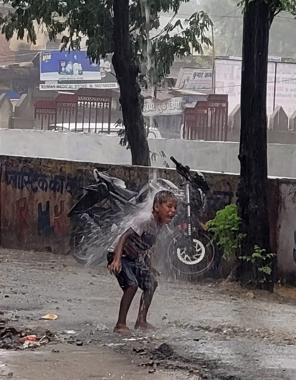 High humidity in the morning and heat washed away by rain in the afternoon
