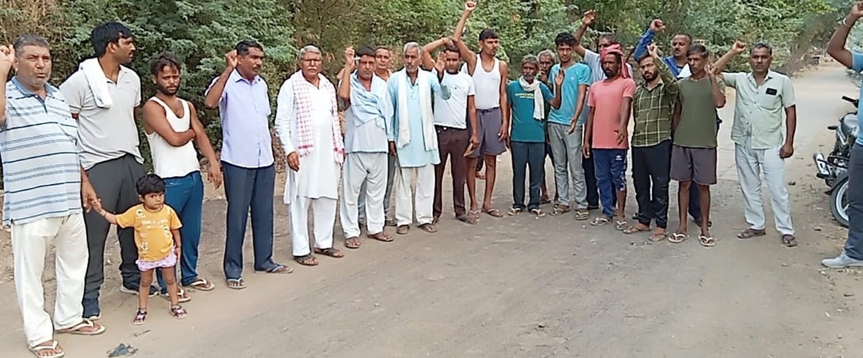 Villagers demonstrated against the use of poor quality material in road construction