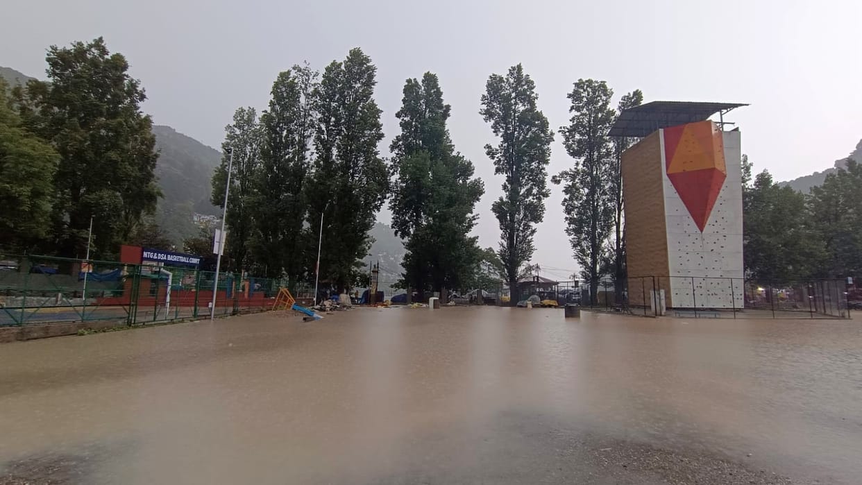Waterlogging in DSA grounds due to rain