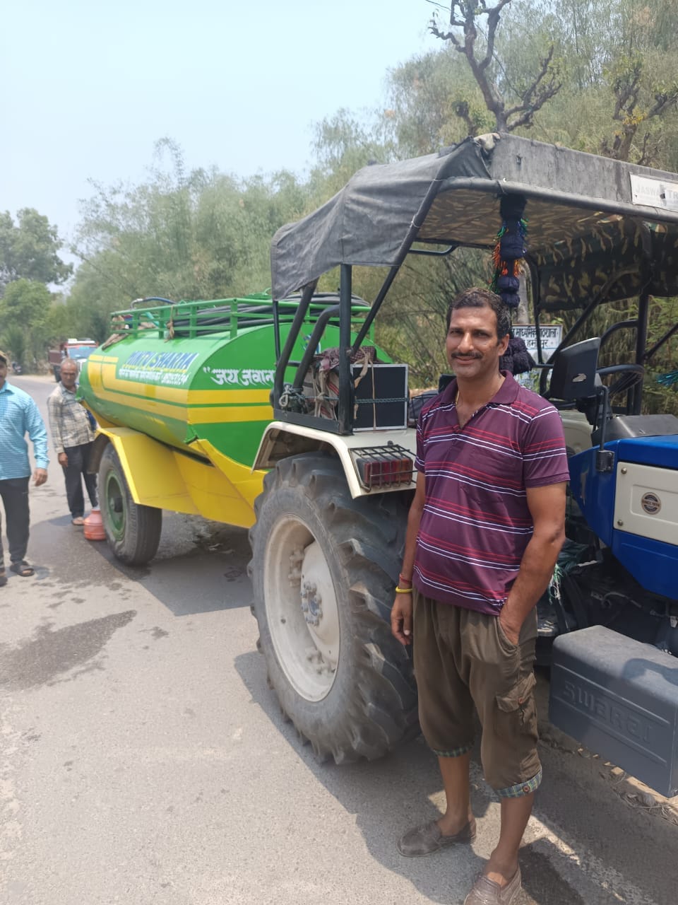 Rakesh is delivering free drinking water to 9 villages with his tractor.
