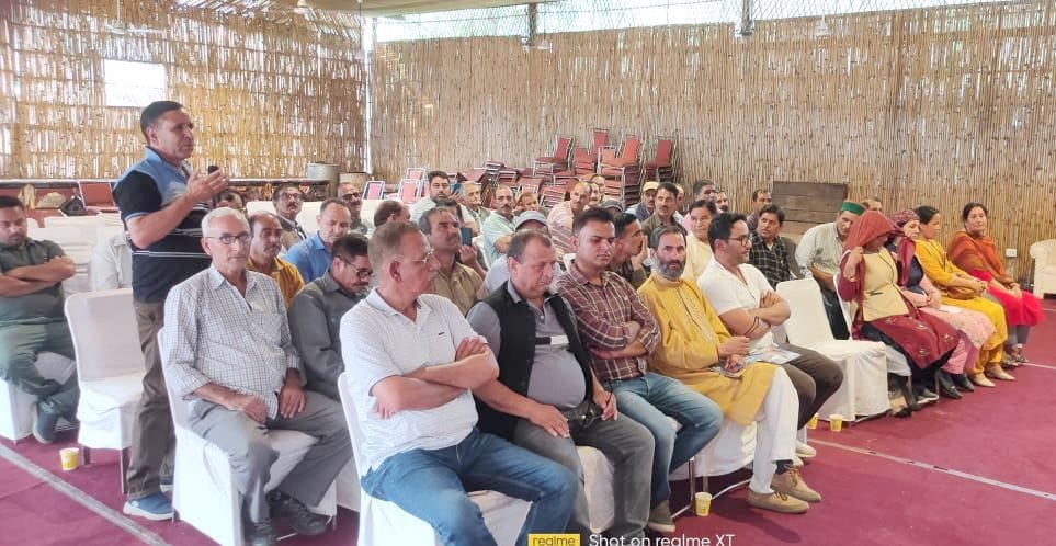 Meeting in Dattanagar, 210 MW Luhri Hydroelectric Project under construction on Sutlej River, Rampur Bushahr.