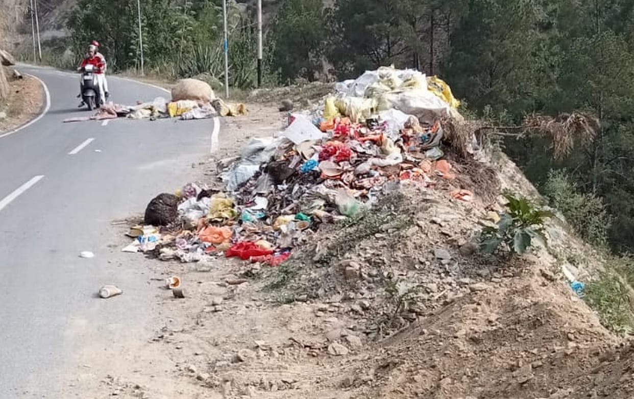 Picked up garbage from the city and placed it in the middle of the road