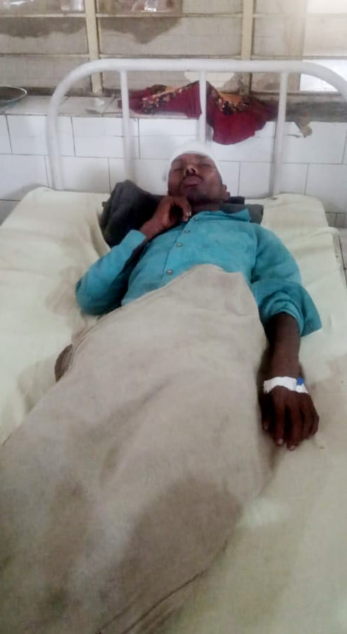 A stray bull trampled a farmer and injured him