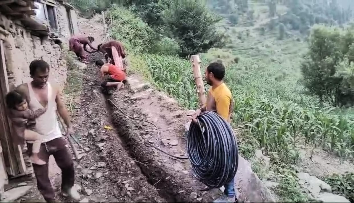 Cheating is done... Taps are installed on papers only, villagers are carrying water from the source for drinking