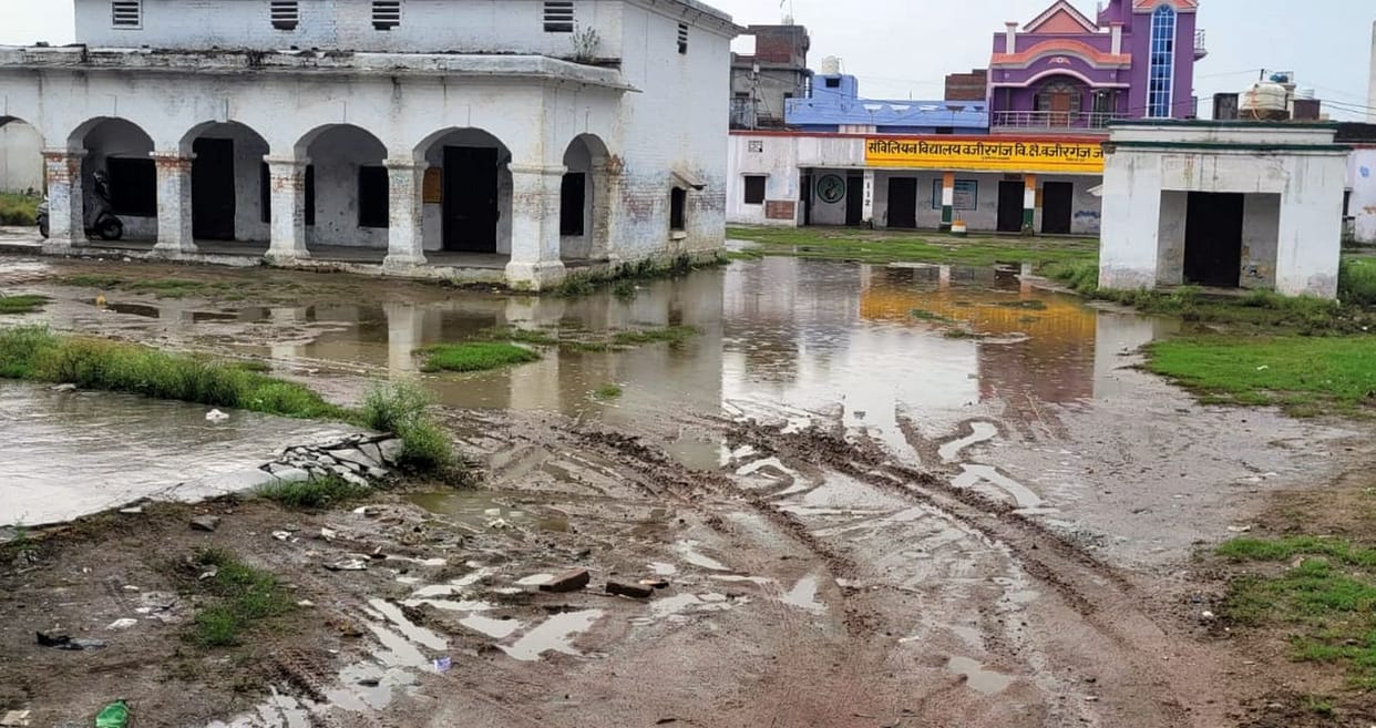 More than 300 children were absent due to rain water logging