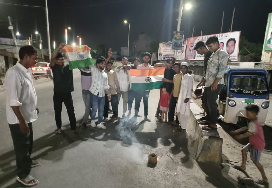 Celebration of World Cup victory, huge fireworks