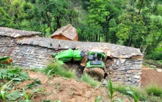 Tractor falls on roof of house, two girls injured