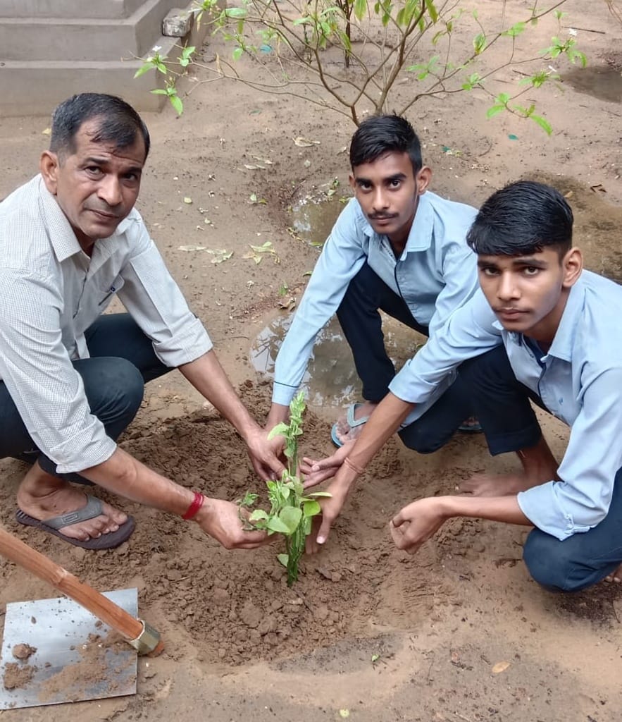 Students planted saplings by running a cleanliness drive