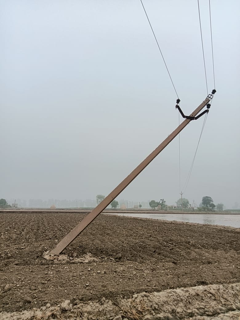 Leaning electric pole is inviting accidents