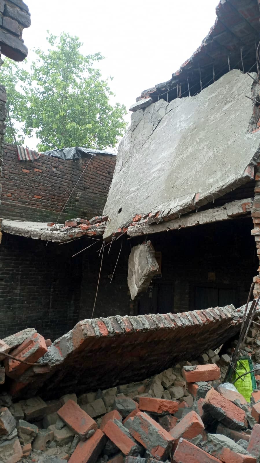 A two-storey house collapsed due to rain in Maqsoodabad