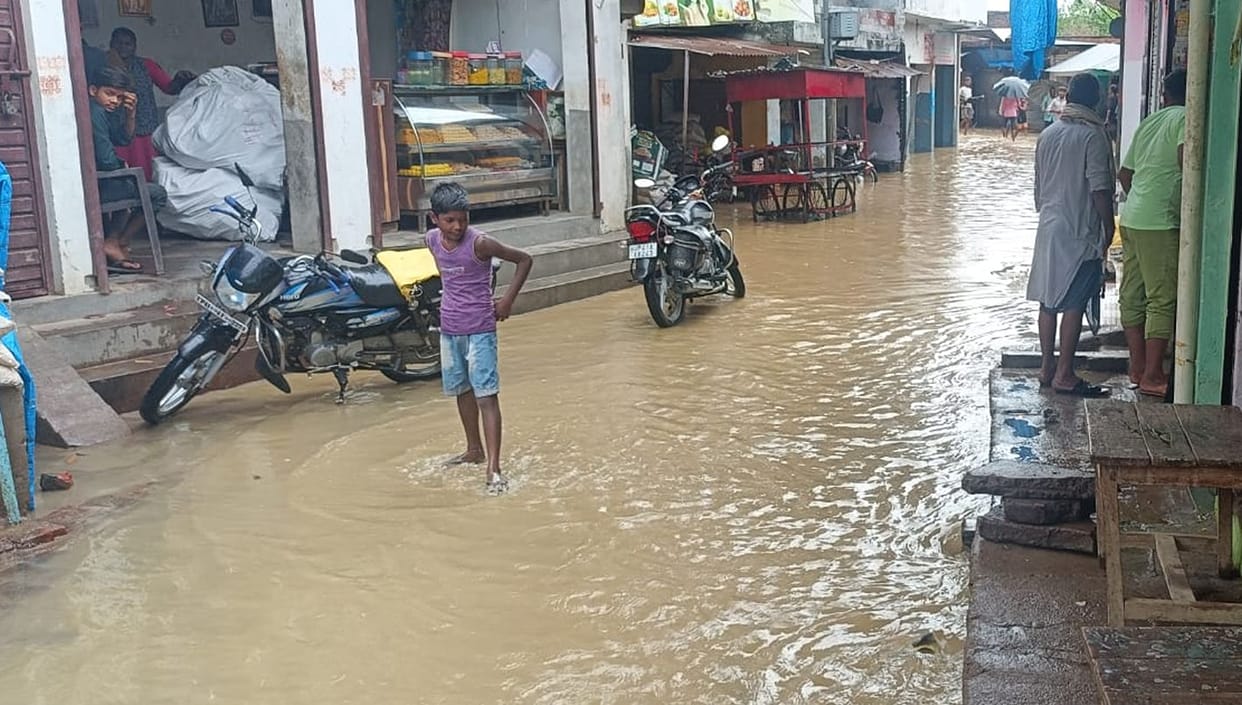 Hospital and tehsil filled with rain water