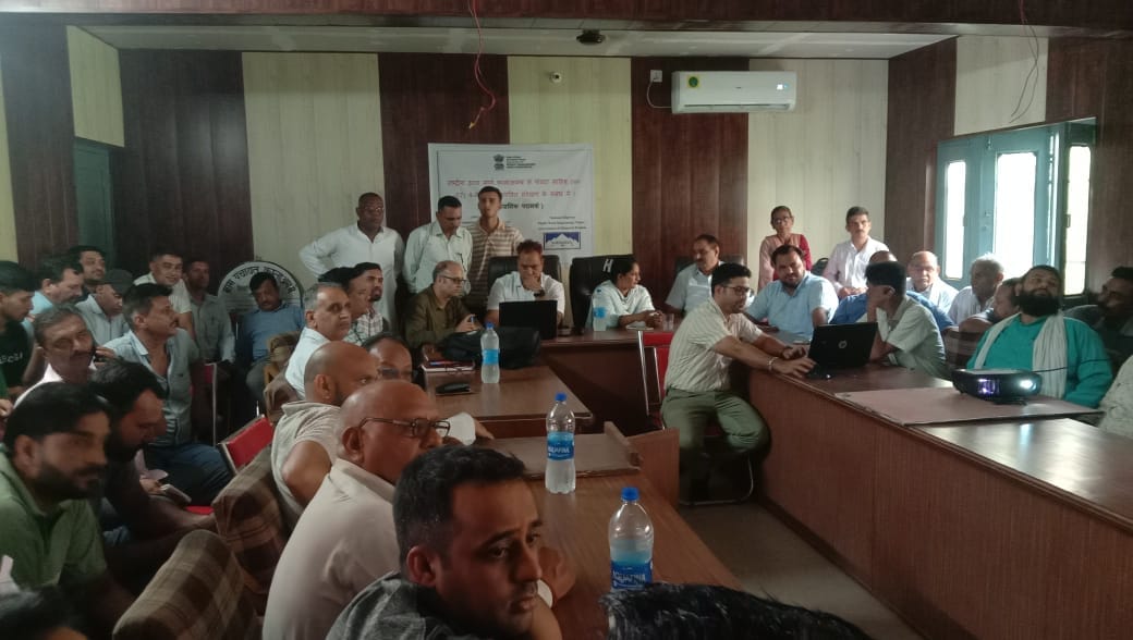 Public consultation meeting held in Kala Amb regarding construction of four lane, Kala Amb, Sirmaur