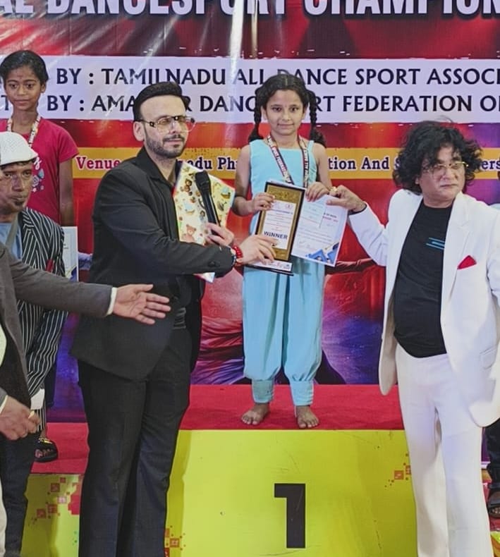 Drishti won gold medal in National Dance Sports Championship