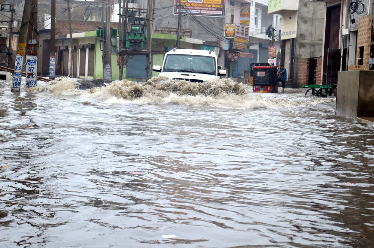 Due to 15 mm rain, the arrangements again submerged in waterlogging, drainage system also stalled.