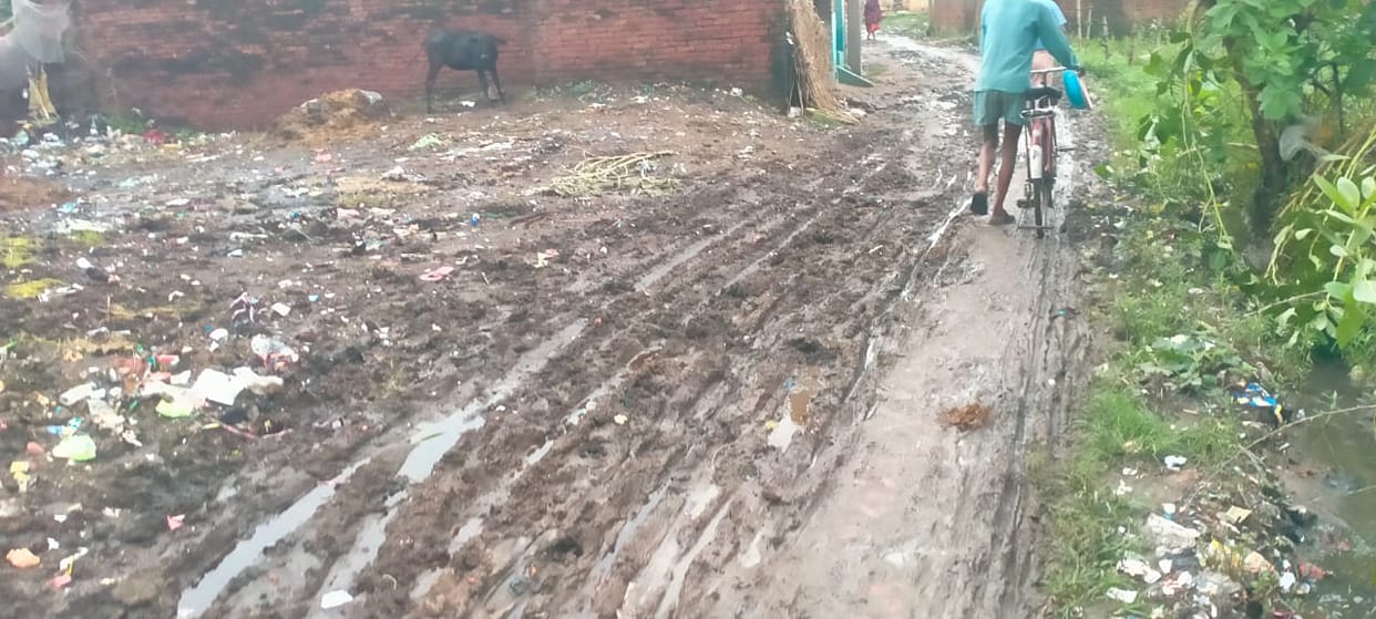 Water filled everywhere due to rain since morning