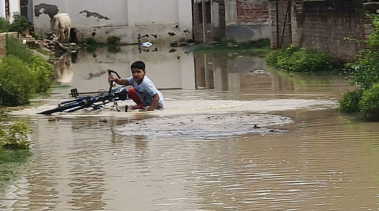 Mud and waterlogging in streets due to rain