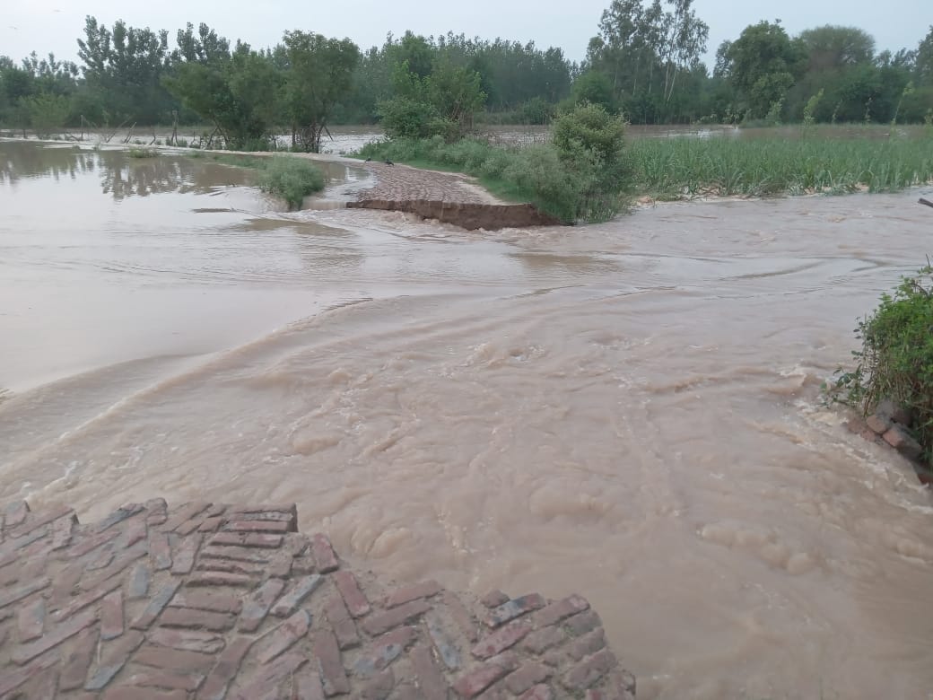Village surrounded by flood, villagers spending on rooftops