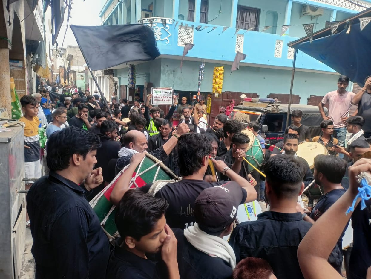 In memory of Imam Hussain, the sogwars took out a procession of Alam