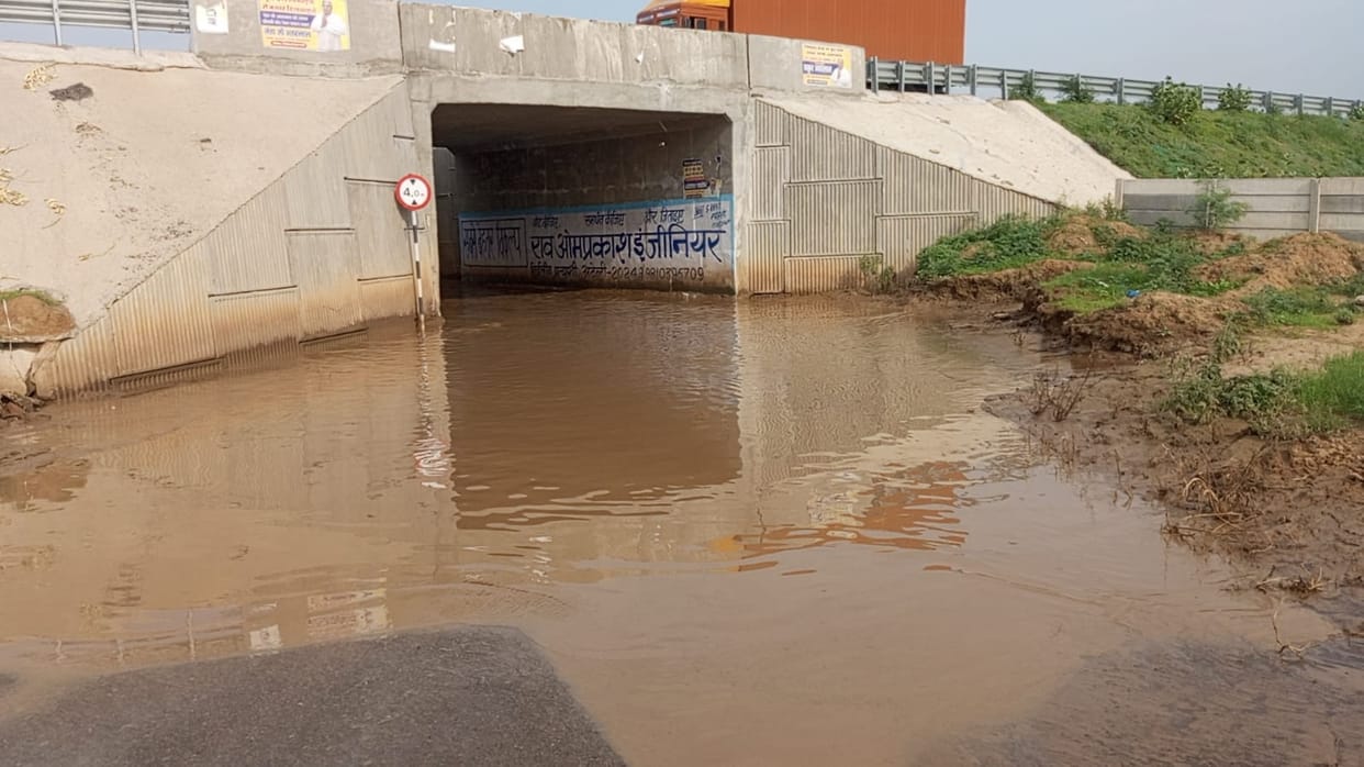 Two feet water filled in the underpass on National Highway 152D