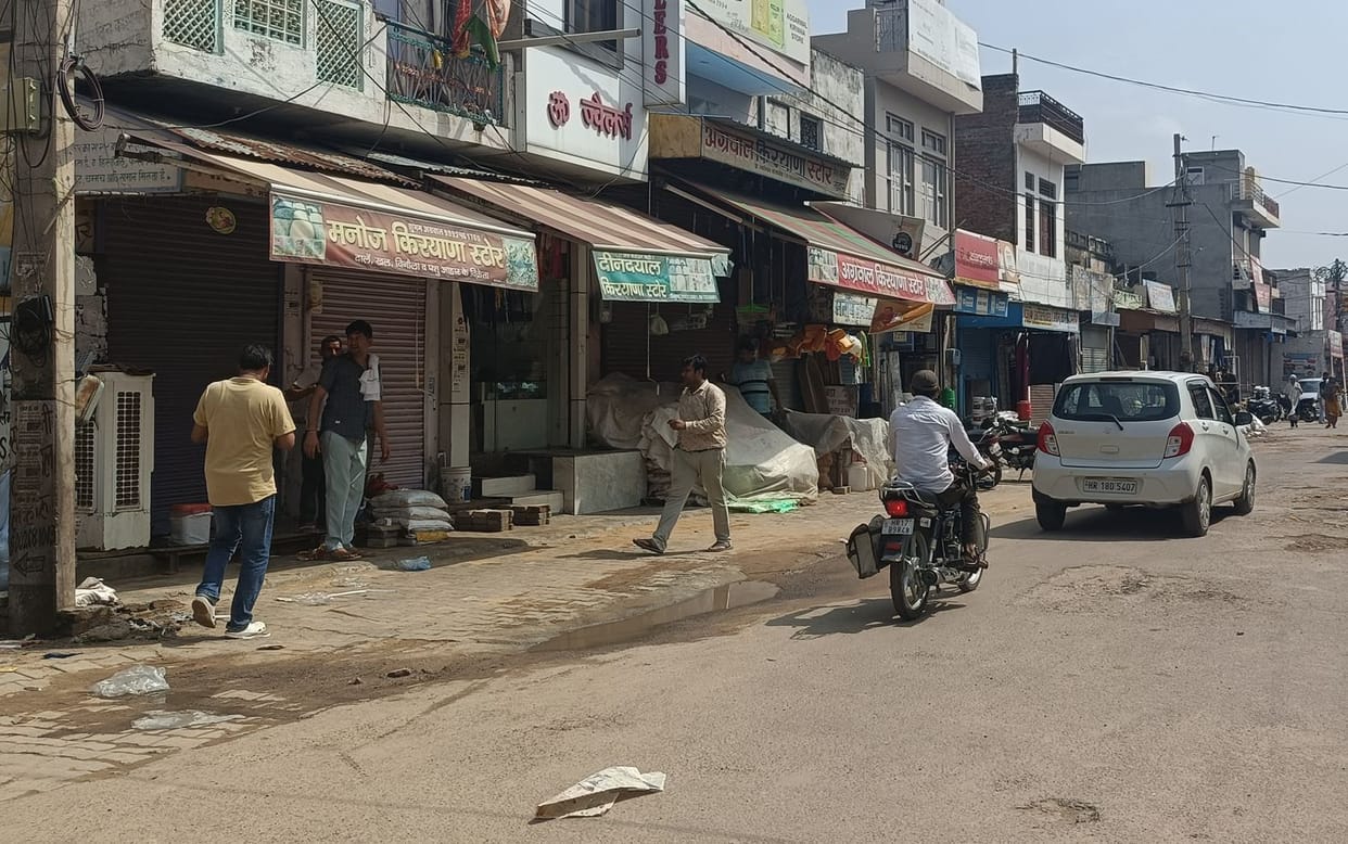On the information of Food Safety Department team, shutters of grocery and sweets shops in Loharu were closed, the team returned empty handed.