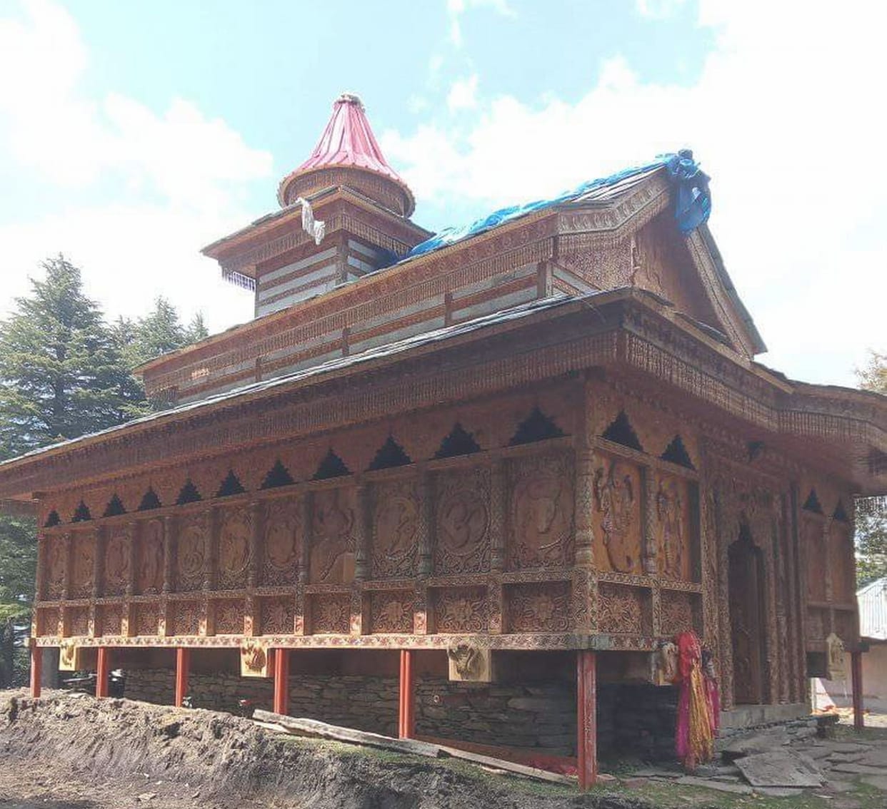 Wooden drain installed in Takrasi Nag Temple