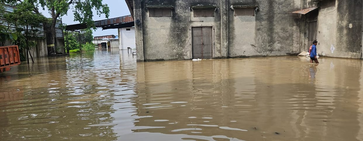 Flood water in industrial units... manufactured goods got wet, production also got wet