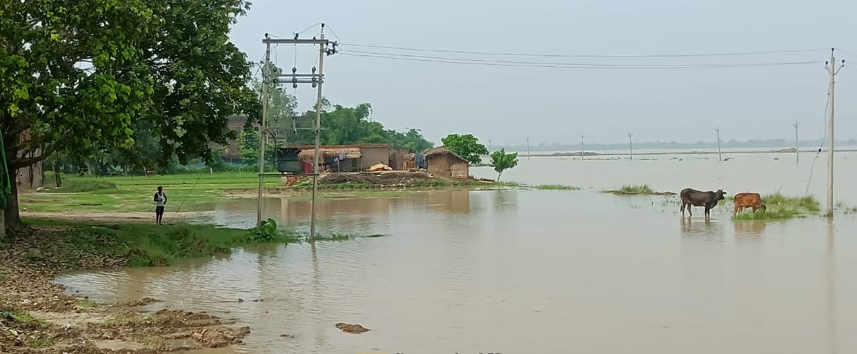 At some places the water level of Saryu has stopped and at some places it has come down, danger remains