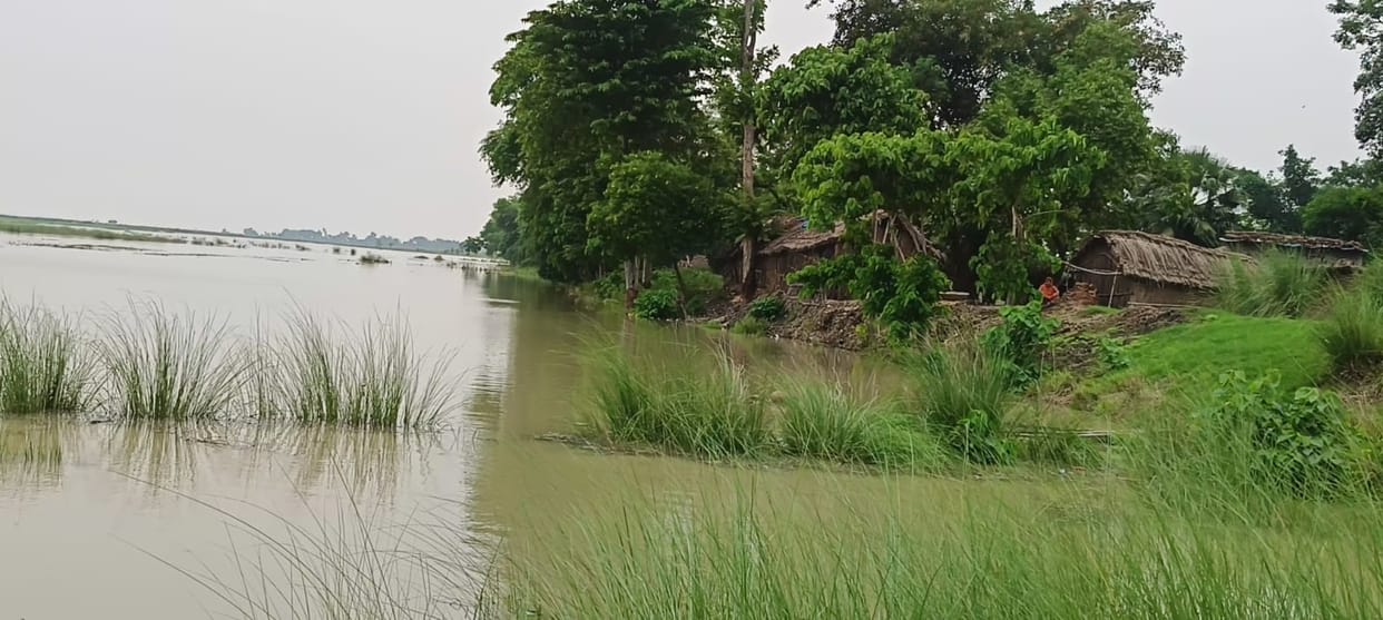 Rapti near red mark...15 houses in danger due to erosion of Saryu