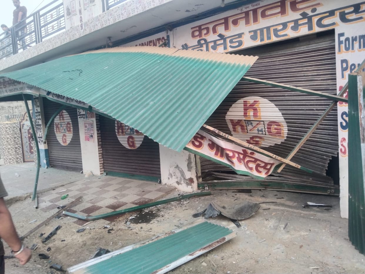 Uncontrolled car collides with shop, two youths injured; A serious PGI referral