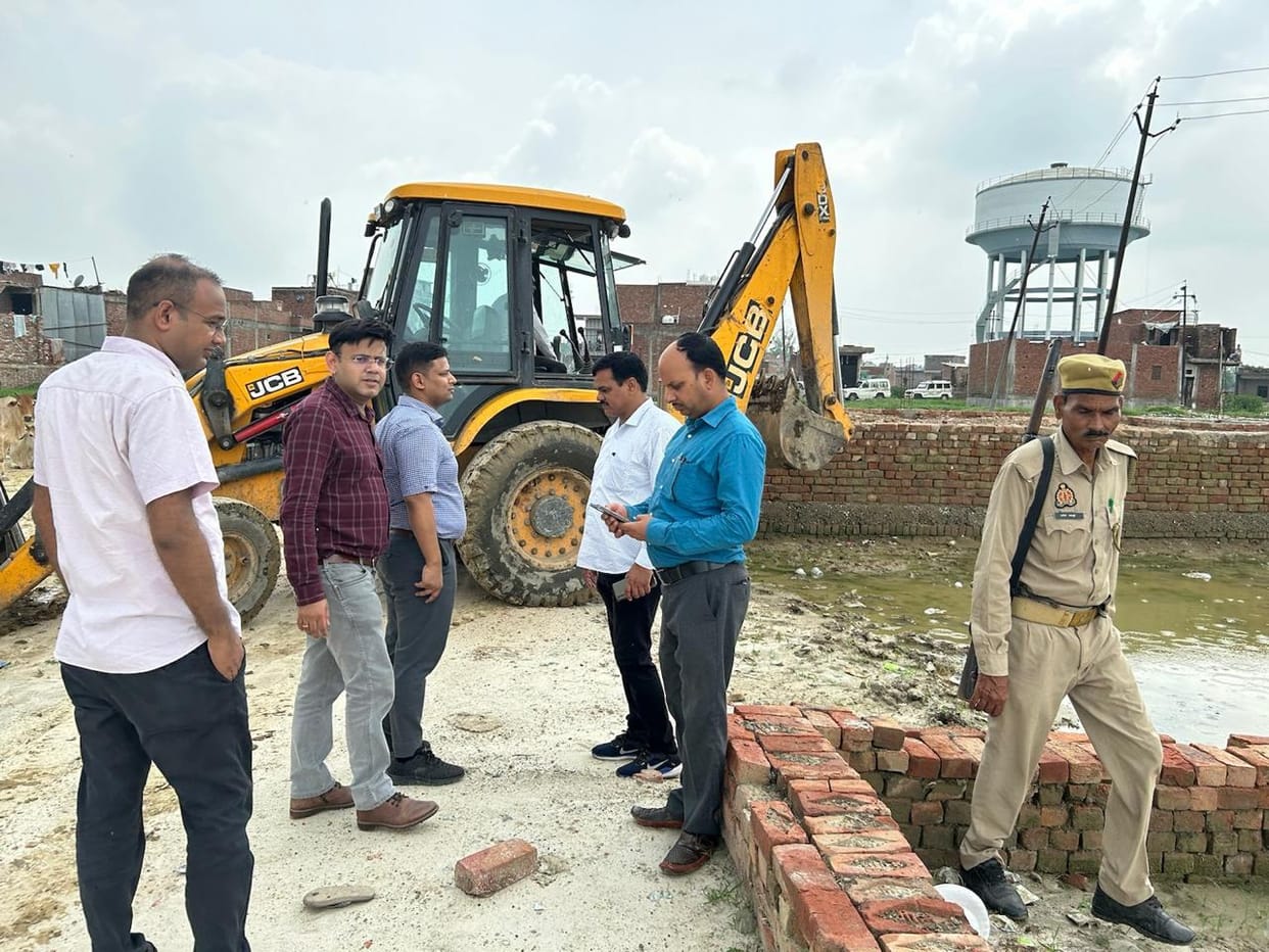 Bulldozer runs on illegal colony, destroys foundation of 50 plots