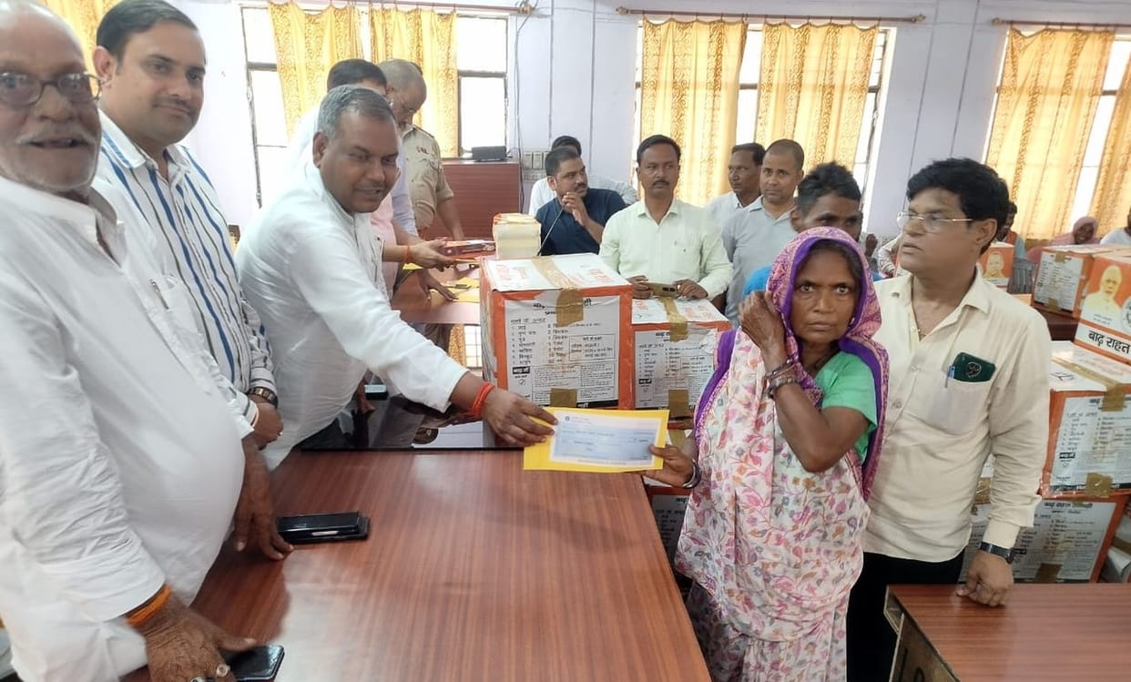 Relief material and checks distributed to 28 deforestation victims