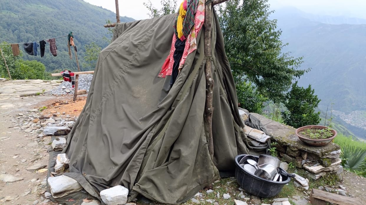 Installment not paid, family forced to live in tent