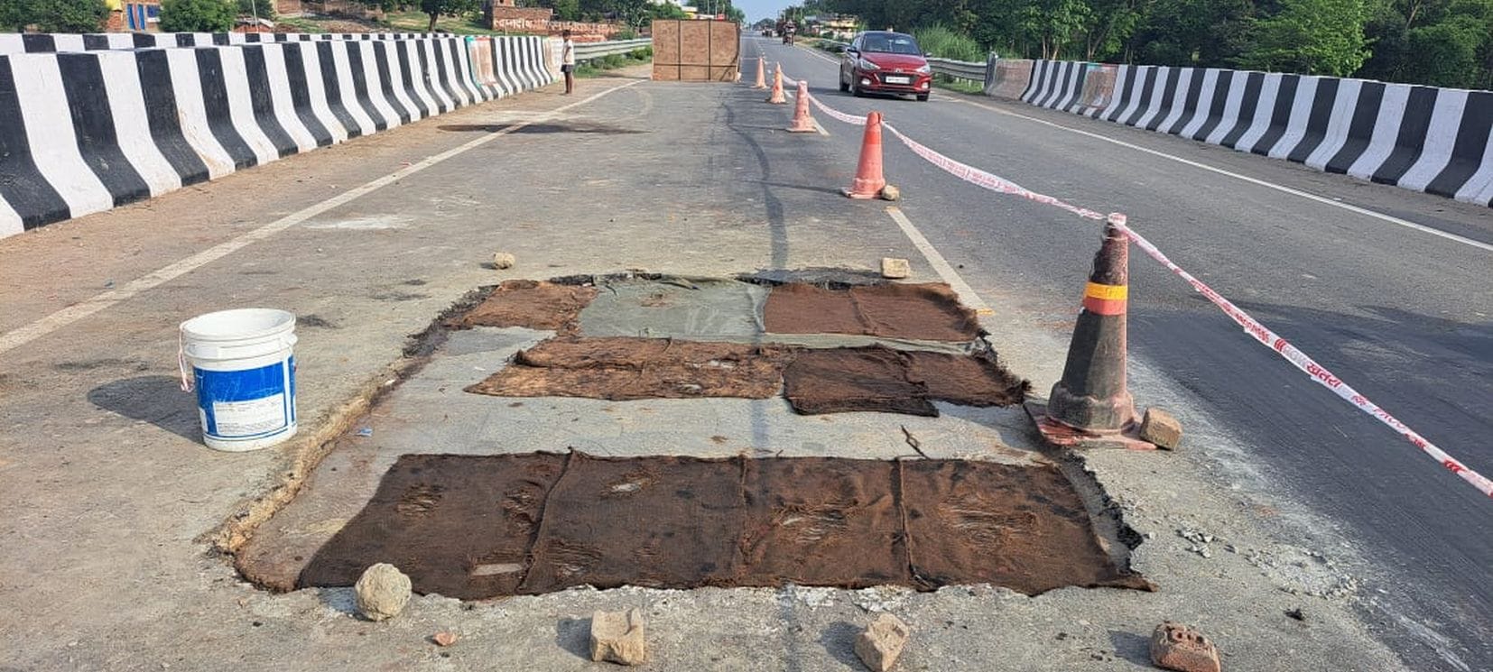 The bridge on Lakhimpur highway was damaged again in a year
