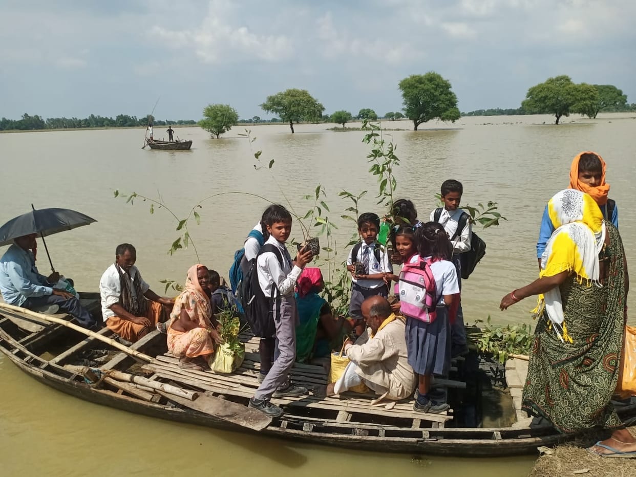 The river receded, the island villages are still surrounded by water