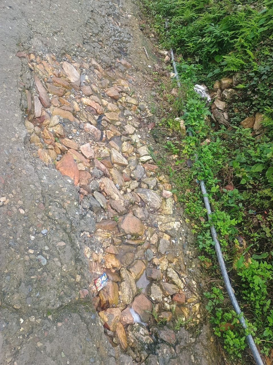 Road lying in dilapidated condition in Jamuna Nagar of Bedinag