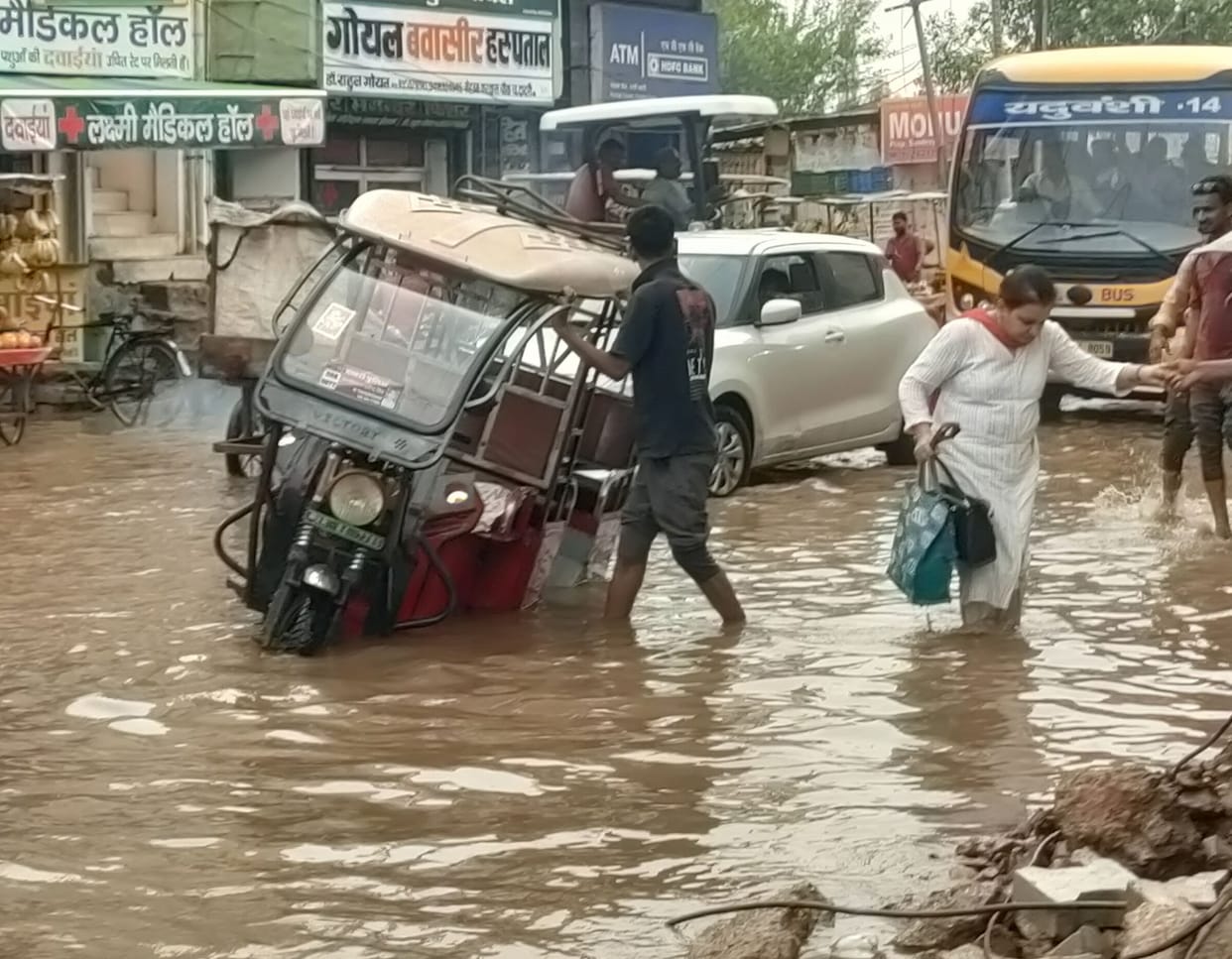Waterlogging in Charkhi Dadri due to 11 mm rainfall