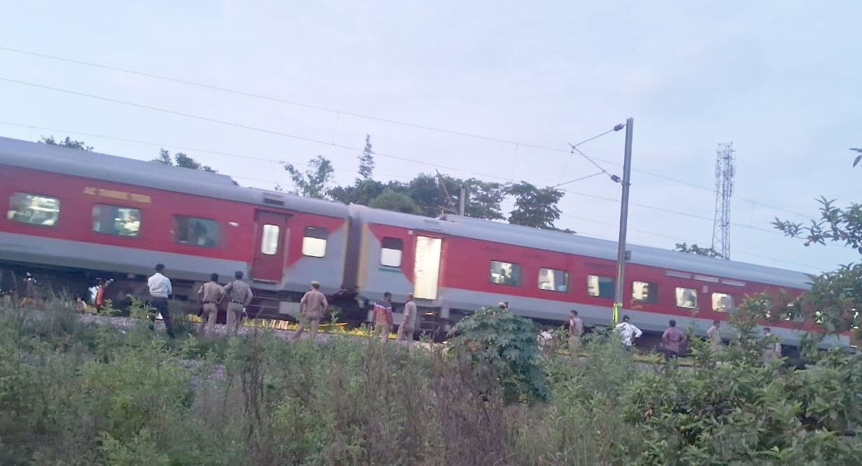 After 26 hours, a goods train passed through the up track and then Gorakhdham Express
