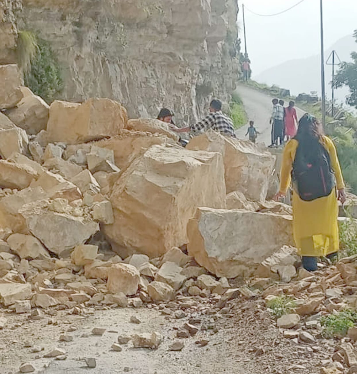 Chamba-Saluni road remained closed for 3 hours due to rock fall near Dhargala