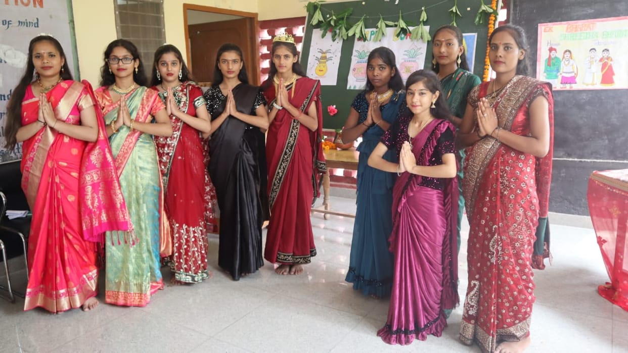 Students celebrated Telangana's Bonalu festival with pomp and show.