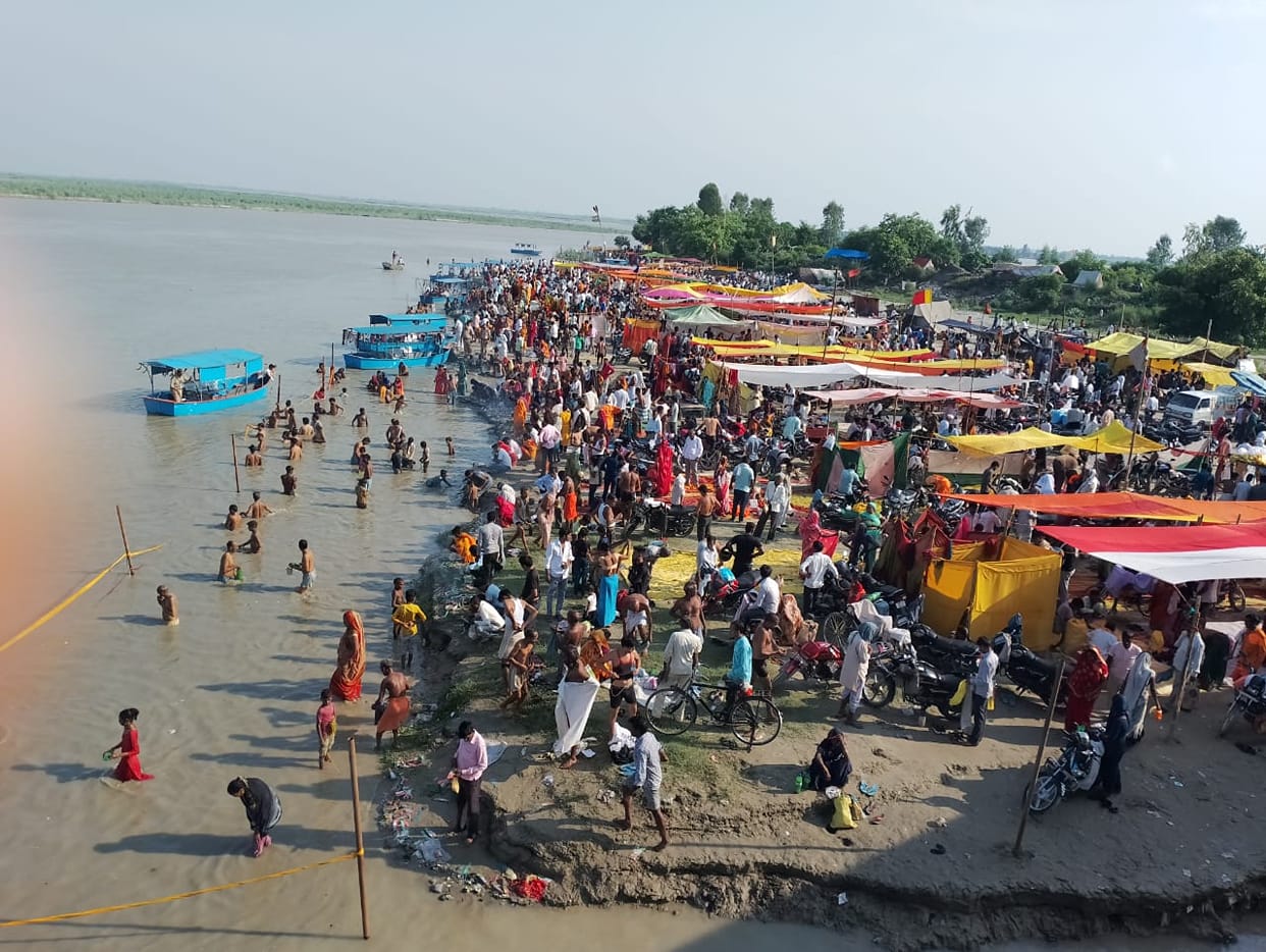 People took a holy dip in the Ganga on Guru Purnima