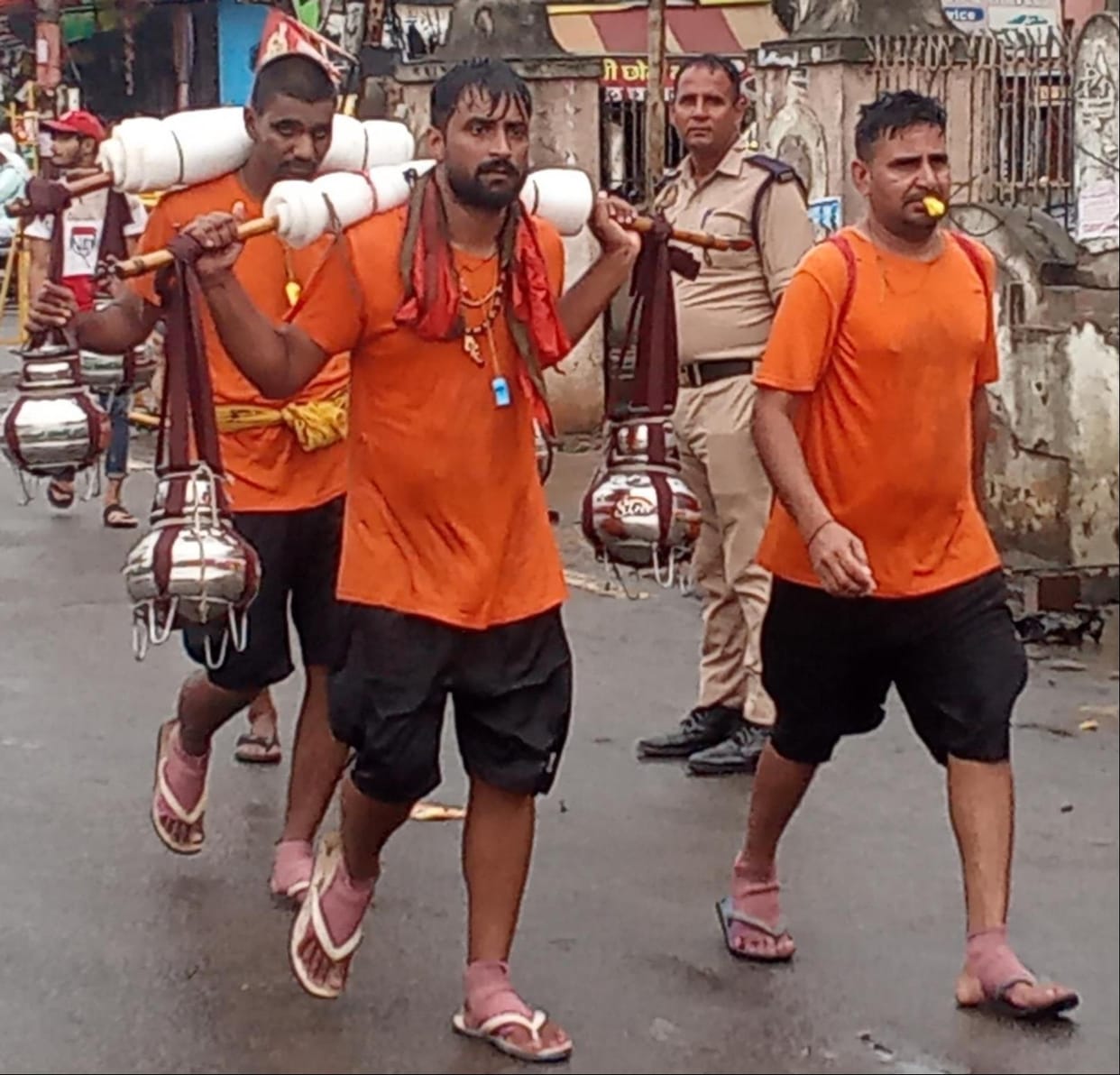 Shiva devotees moving forward with slogans of 'Bol Bam, Bam-Bam'