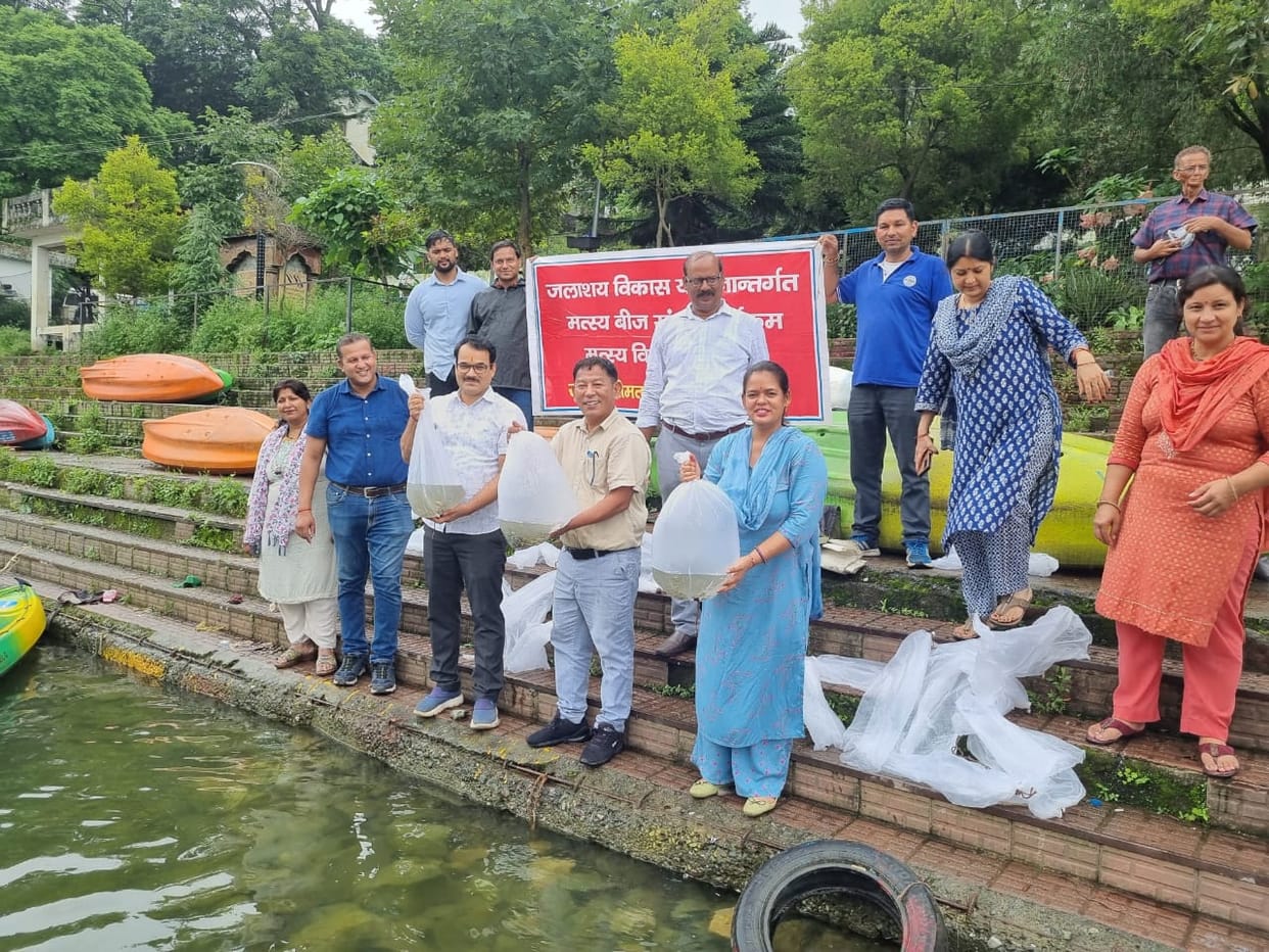 One lakh fish seeds put in Bhimtal lake