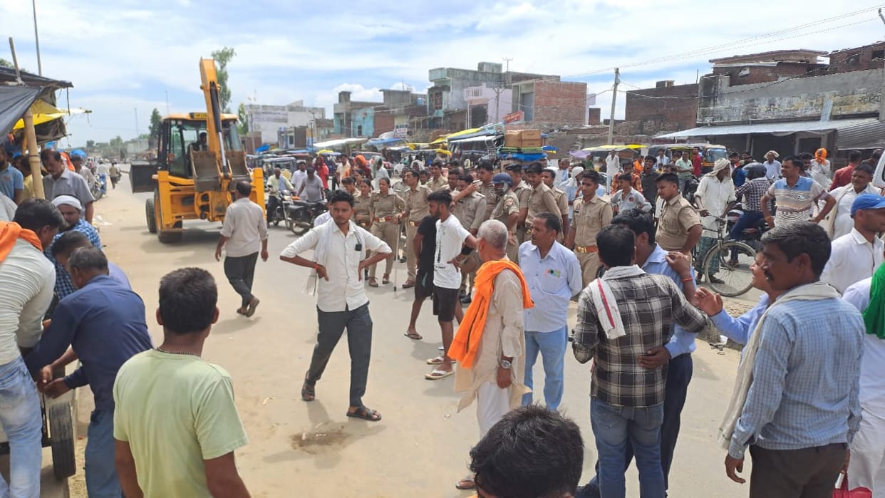 Encroachment removed from highway side in Sindhauli