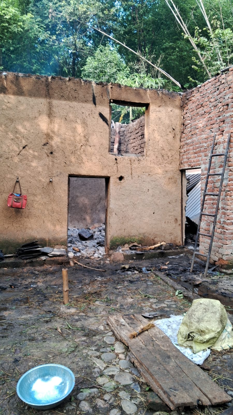 Cowshed burnt to ashes in Langsan, buffalo and Katra burnt alive