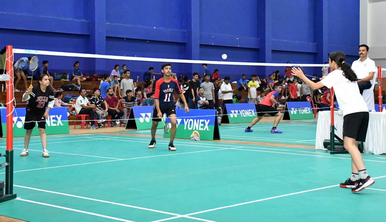 Divesh Rana of Hamirpur winner in under-17 student category badminton.