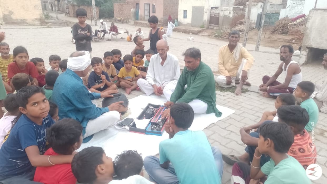 Bhajan parties giving information about schemes and policies